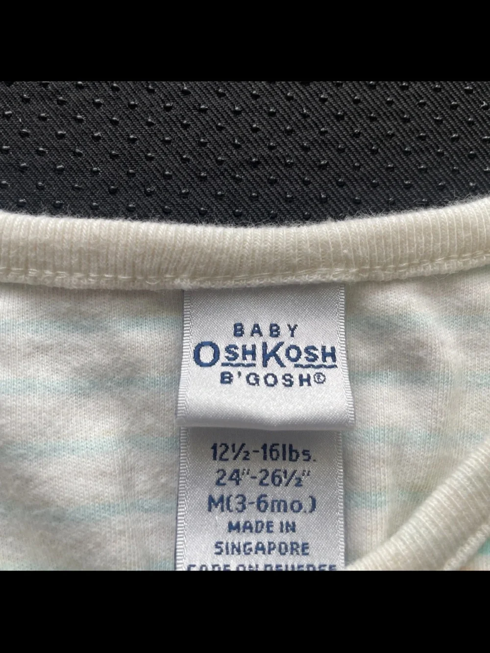 Vintage OshKosh B'gosh Baby White and Light Blue Striped Onesie